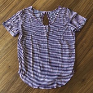 SO Short Sleeve Shirt, Maroon and White Stripe, Size Small